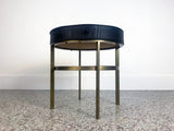 Vintage Upholstered Brass Stool