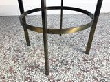 Vintage Upholstered Brass Stool