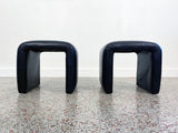 Pair of Vintage Black Leather Benches