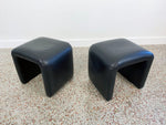 Pair of Vintage Black Leather Benches