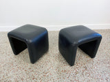 Pair of Vintage Black Leather Benches