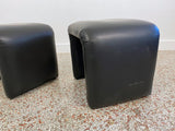 Pair of Vintage Black Leather Benches