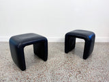 Pair of Vintage Black Leather Benches