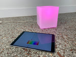 Color Changing LED Laurel Frosted Cube Lamp - Mid Century Modern