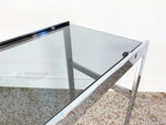 Mid Century Modern Chrome and Smoked Glass Console Table