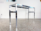 Mid Century Modern Chrome and Smoked Glass Console Table