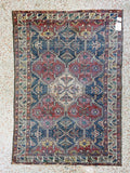 Vintage Turkish Kilim Hand-Knotted 4'x6' Wool Rug