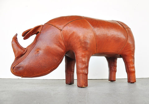 Vintage Leather Rhino Ottoman by Abercrombie and Fitch