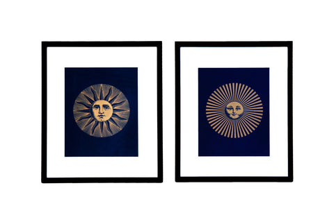 Piero Fornasetti Sun and Moon Screenprints - a Pair