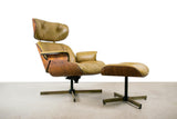 Mid Century Modern Molded Walnut Lounge Chair and Ottoman by Plycraft 